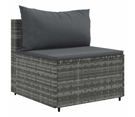 vidaXL Salon de jardin 5 pcs avec coussins Gris R&eacute;sine tress&eacute;e