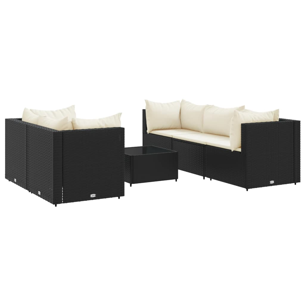 Vidaxl 6 Piece Patio Lounge Set With Cushions Black Poly Rattan