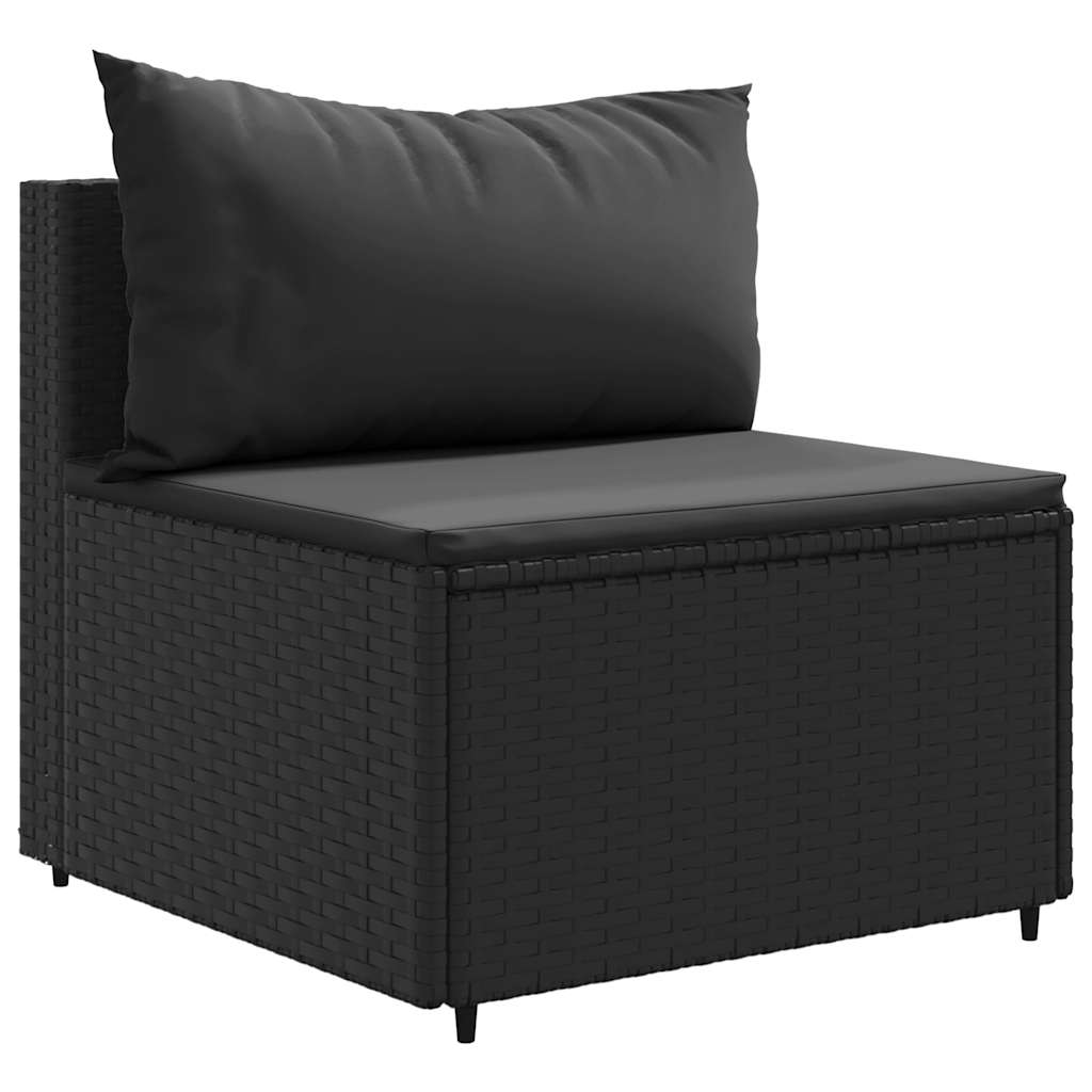vidaXL 6-delige Loungeset met kussens poly rattan zwart afbeelding