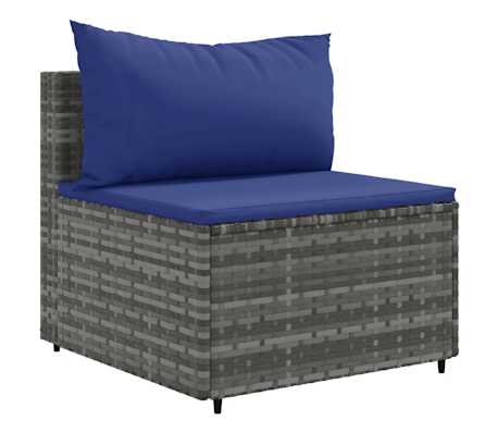vidaXL Salon de jardin 7 pcs avec coussins Gris R&eacute;sine tress&eacute;e