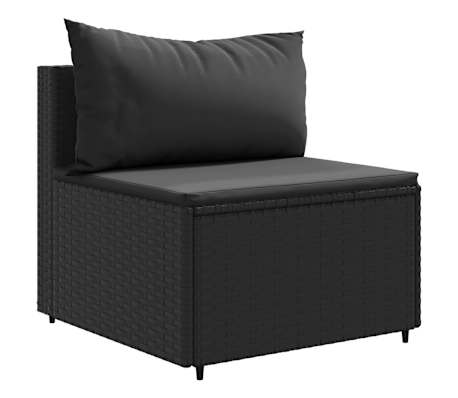 vidaXL Salon de jardin 8 pcs avec coussins noir r&eacute;sine tress&eacute;e