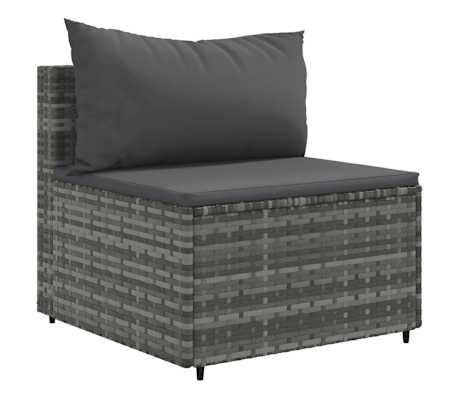vidaXL Salon de jardin 9 pcs avec coussins Gris R&eacute;sine tress&eacute;e