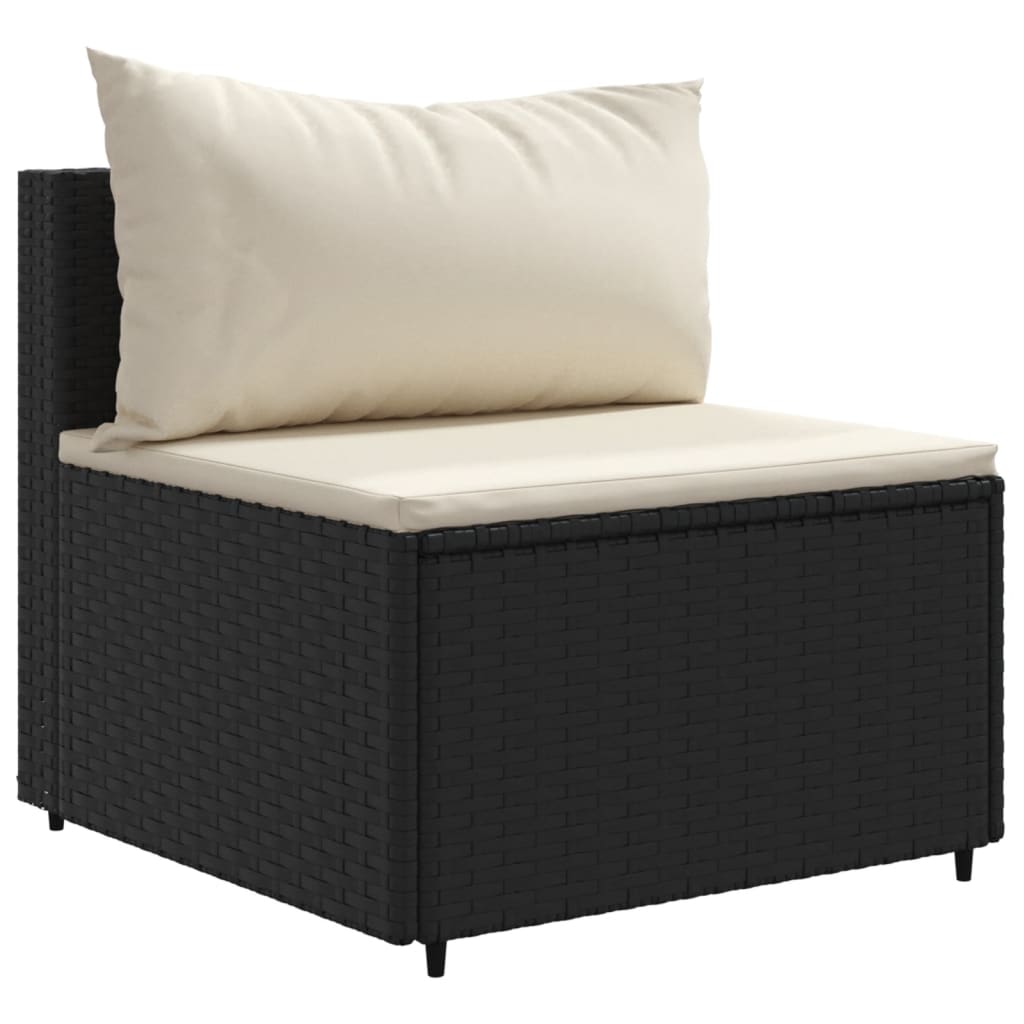 vidaXL 4-delige Loungeset met kussens poly rattan zwart afbeelding