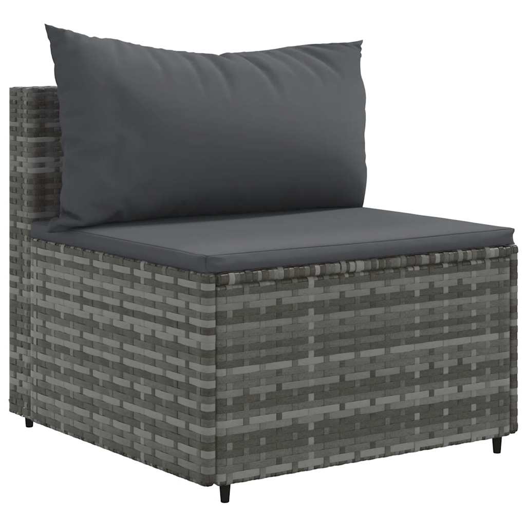 vidaXL 4-delige Loungeset met kussens poly rattan grijs afbeelding