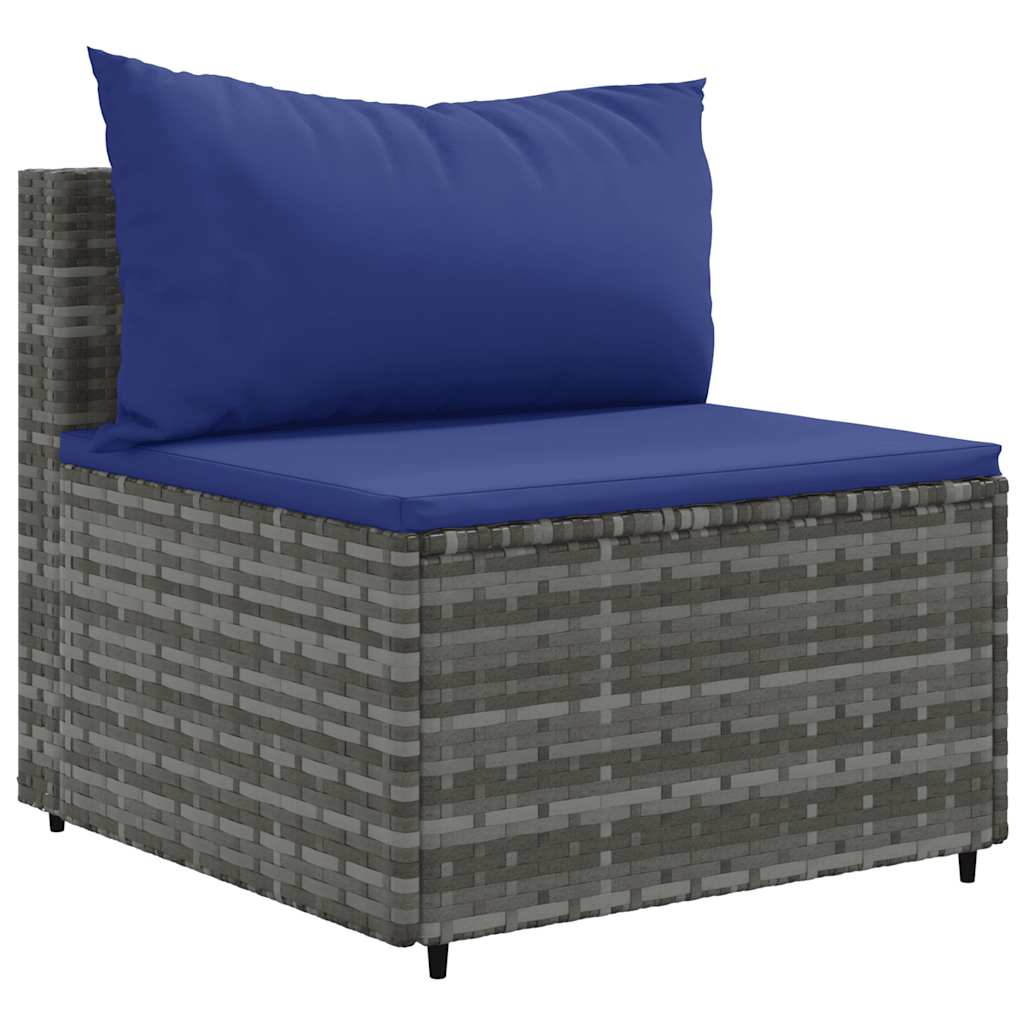 vidaXL 4-delige Loungeset met kussens poly rattan grijs afbeelding