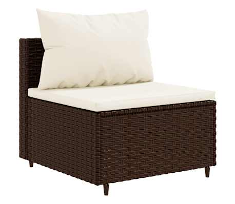 vidaXL Salon de jardin 5 pcs avec coussins Marron R&eacute;sine tress&eacute;e