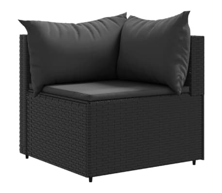vidaXL Salon de jardin 6 pcs avec coussins Noir R&eacute;sine tress&eacute;e