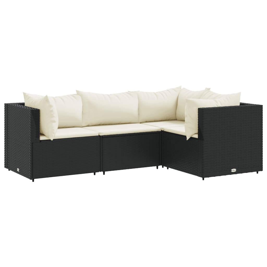 Thumbnail - vidaXL 4-tlg. Garten-Lounge-Set mit Kissen Schwarz Poly Rattan