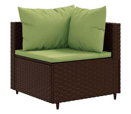 vidaXL Salon de jardin 4 pcs avec coussins Marron R&eacute;sine tress&eacute;e