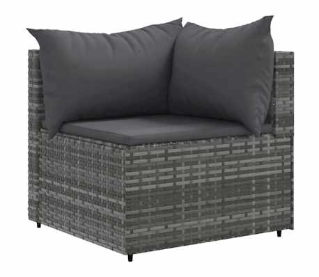 vidaXL Salon de jardin 6 pcs avec coussins Gris R&eacute;sine tress&eacute;e