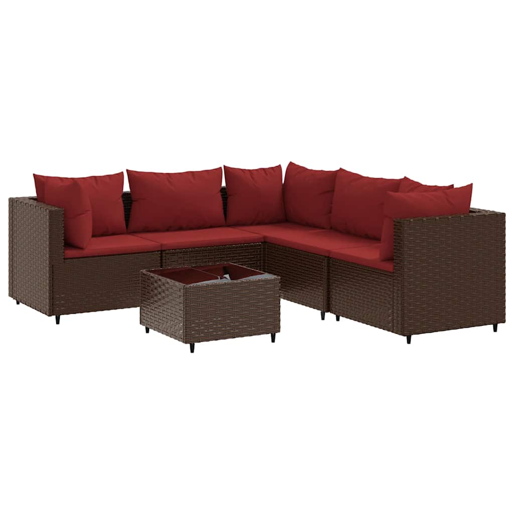 Thumbnail - vidaXL 6-tlg. Garten-Lounge-Set mit Kissen Braun Poly Rattan