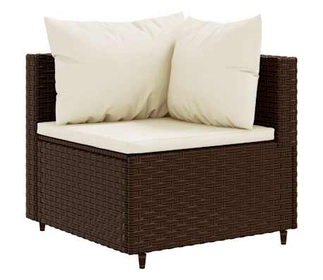 vidaXL Salon de jardin 6 pcs avec coussins Marron R&eacute;sine tress&eacute;e