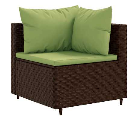 vidaXL 6-delige Loungeset met kussens poly rattan bruin