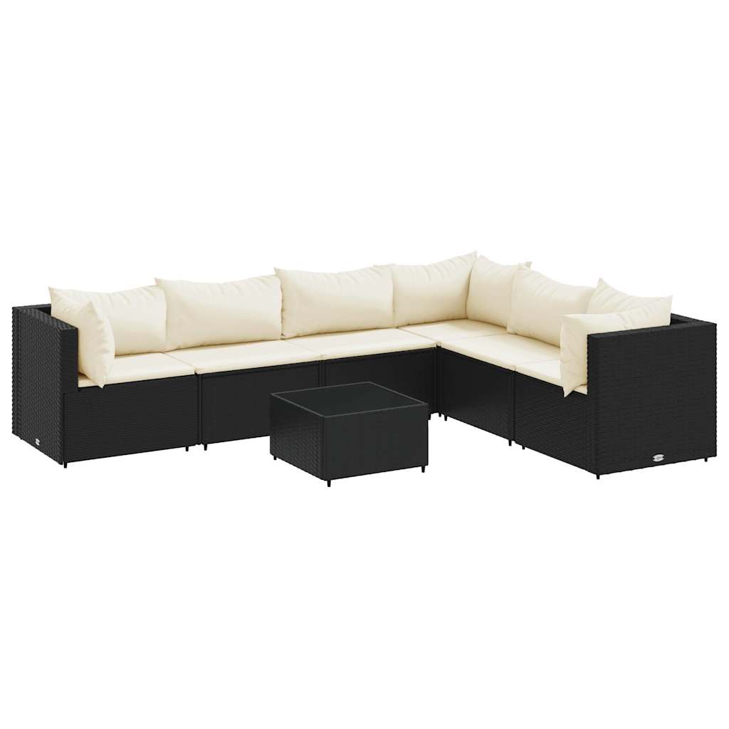Thumbnail - vidaXL 7-tlg. Garten-Lounge-Set mit Kissen Schwarz Poly Rattan