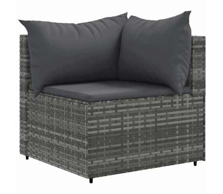 vidaXL Salon de jardin 6 pcs avec coussins Gris R&eacute;sine tress&eacute;e