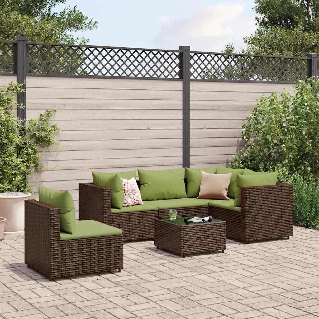 vidaXL Set mobilier de grădină cu perne, 6 piese, maro, poliratan
