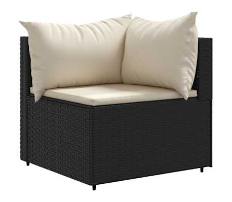 vidaXL 6 Piece Garden Lounge Set with Cushions Black Poly Rattan