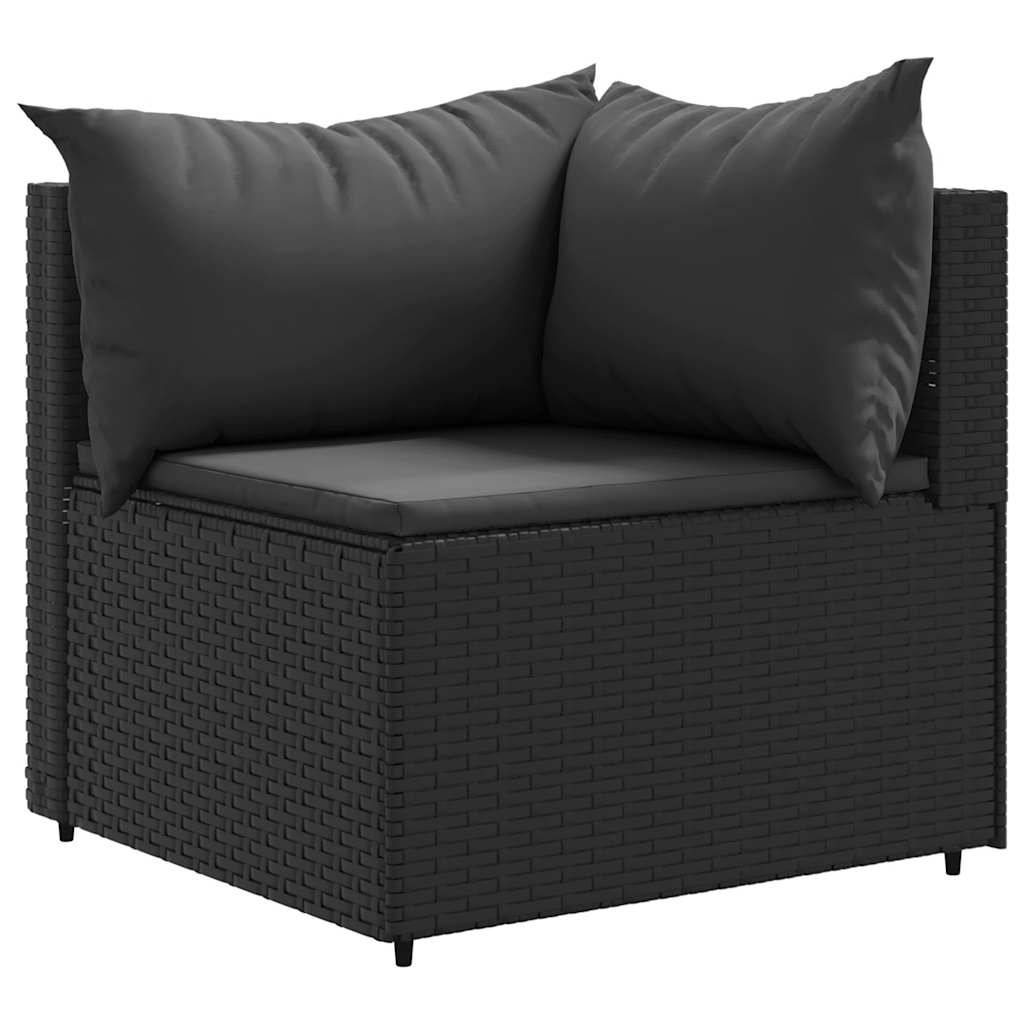 vidaXL Set mobilier de grădină cu perne, 7 piese, negru, poliratan