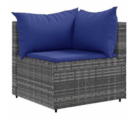 vidaXL 7-tlg. Garten-Lounge-Set mit Kissen Grau Poly Rattan