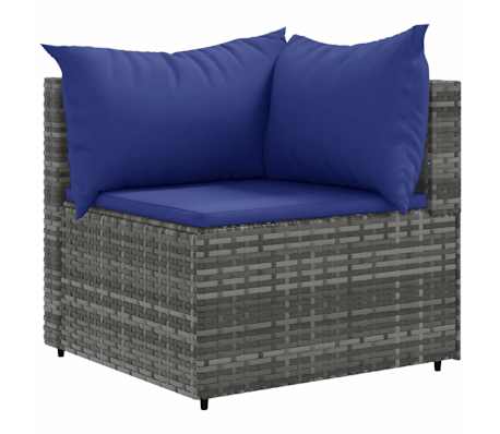 vidaXL Salon de jardin 9 pcs avec coussins Gris R&eacute;sine tress&eacute;e