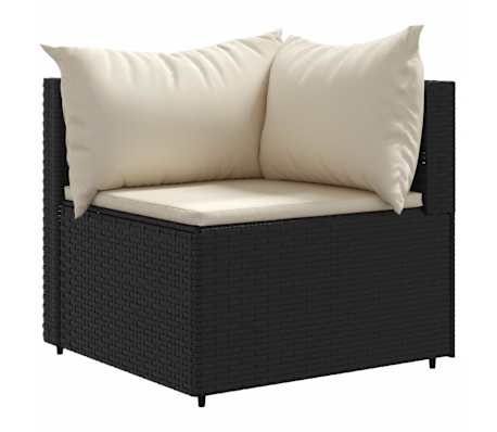 vidaXL Salon de jardin 7 pcs avec coussins Noir R&eacute;sine tress&eacute;e