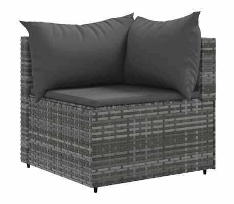 vidaXL Salon de jardin 7 pcs avec coussins Gris R&eacute;sine tress&eacute;e