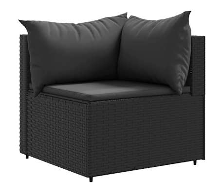 vidaXL 7 Piece Garden Lounge Set with Cushions Black Poly Rattan