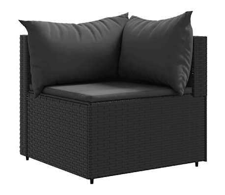 vidaXL Salon de jardin 6 pcs avec coussins Noir R&eacute;sine tress&eacute;e