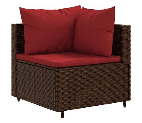 vidaXL Salon de jardin 6 pcs avec coussins Marron R&eacute;sine tress&eacute;e