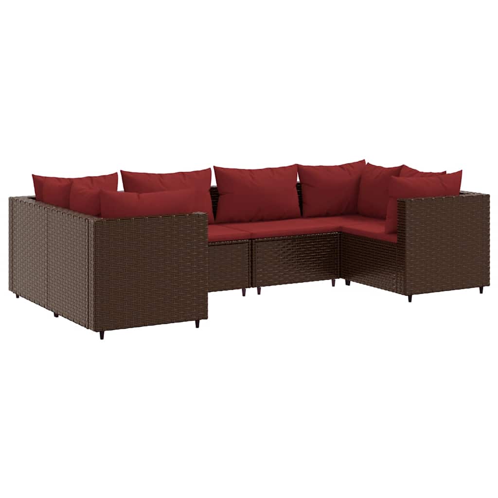 Thumbnail - vidaXL 6-tlg. Garten-Lounge-Set mit Kissen Braun Poly Rattan