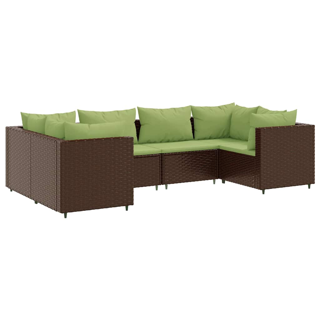 VidaXL Salon De Jardin 6 Pcs Avec Coussins Marron Résine Tressée