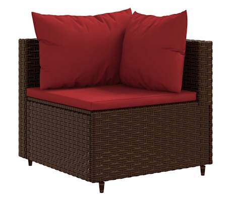 vidaXL 7-delige Loungeset met kussens poly rattan bruin