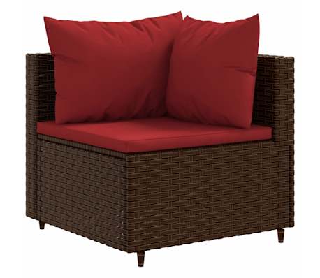 vidaXL Salon de jardin avec coussins 9 pcs marron r&eacute;sine tress&eacute;e