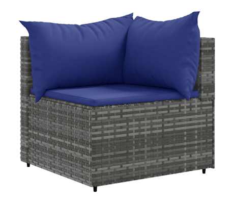 vidaXL Salon de jardin 10 pcs avec coussins Gris R&eacute;sine tress&eacute;e