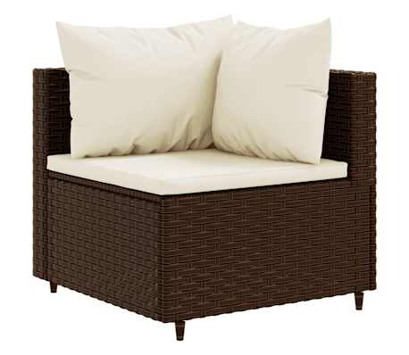 vidaXL 10 Piece Garden Lounge Set with Cushions Brown Poly Rattan