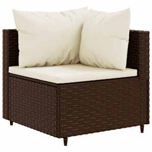 vidaXL 10 Piece Garden Lounge Set with Cushions Brown Poly Rattan