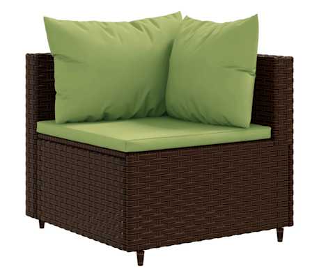 vidaXL 10-delige Loungeset met kussens poly rattan bruin
