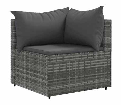 vidaXL Salon de jardin 11 pcs avec coussins Gris R&eacute;sine tress&eacute;e