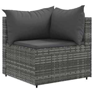 vidaXL Salon de jardin 11 pcs avec coussins Gris R&eacute;sine tress&eacute;e