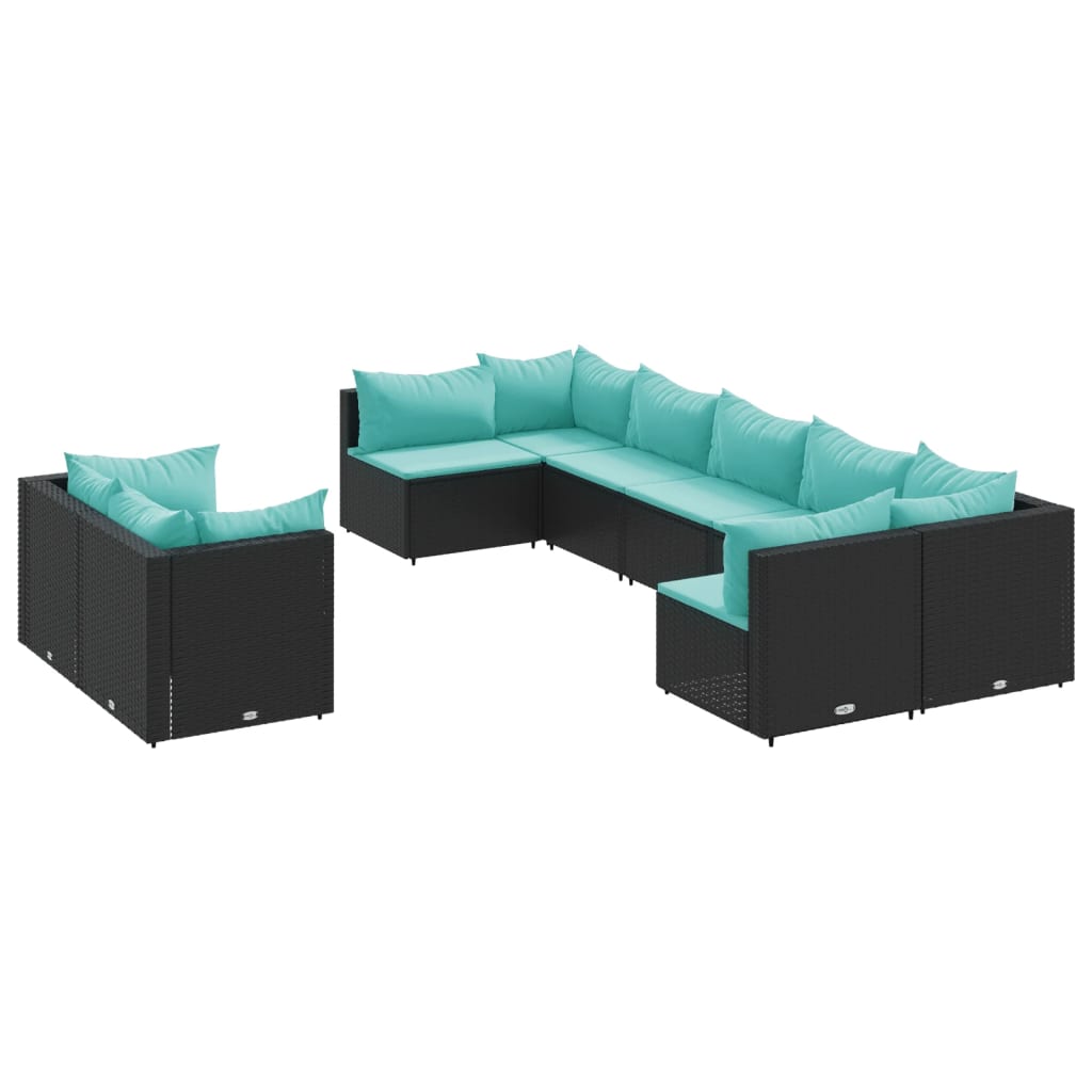 Thumbnail - vidaXL 9-tlg. Garten-Sofagarnitur mit Kissen Schwarz Poly Rattan