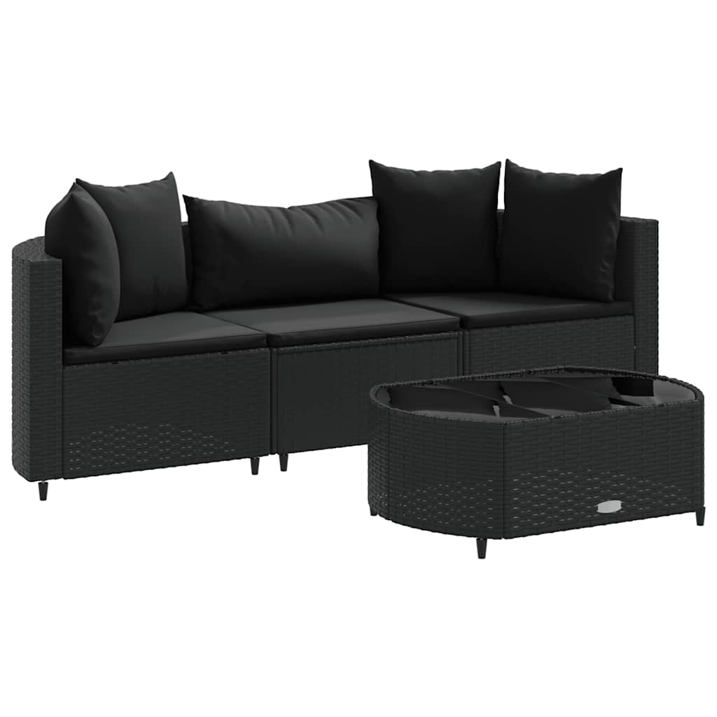Thumbnail - vidaXL 4-tlg. Garten-Sofagarnitur mit Kissen Schwarz Poly Rattan