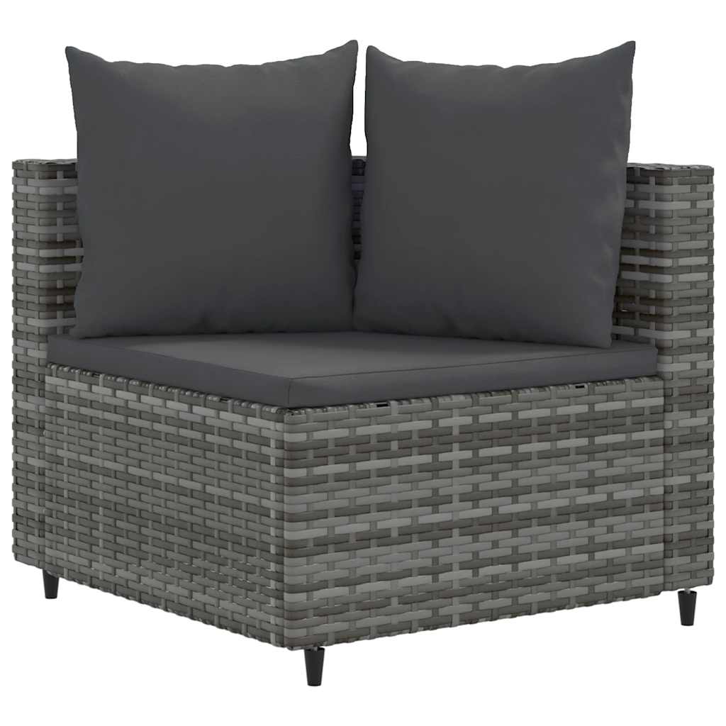 vidaXL 5-delige Loungeset met kussens poly rattan grijs afbeelding