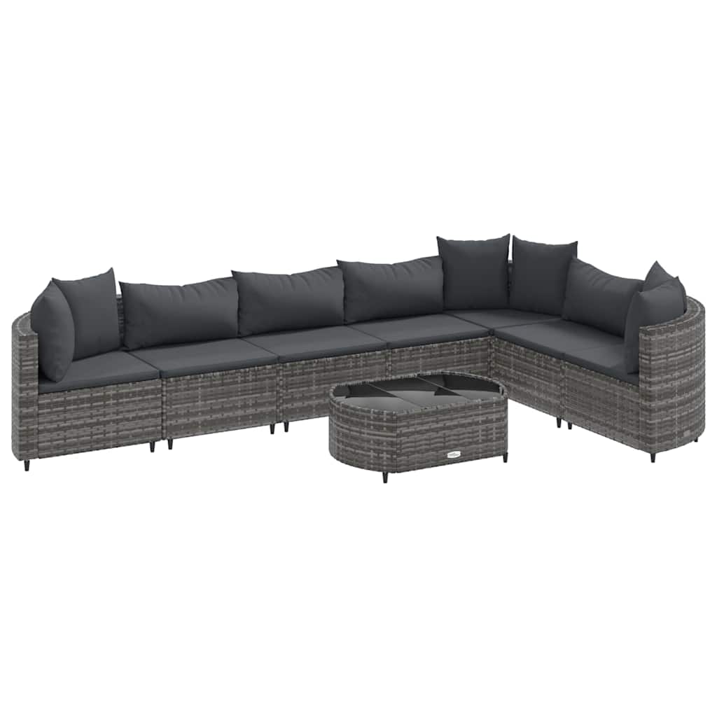 Thumbnail - vidaXL 8-tlg. Garten-Sofagarnitur mit Kissen Grau Poly Rattan