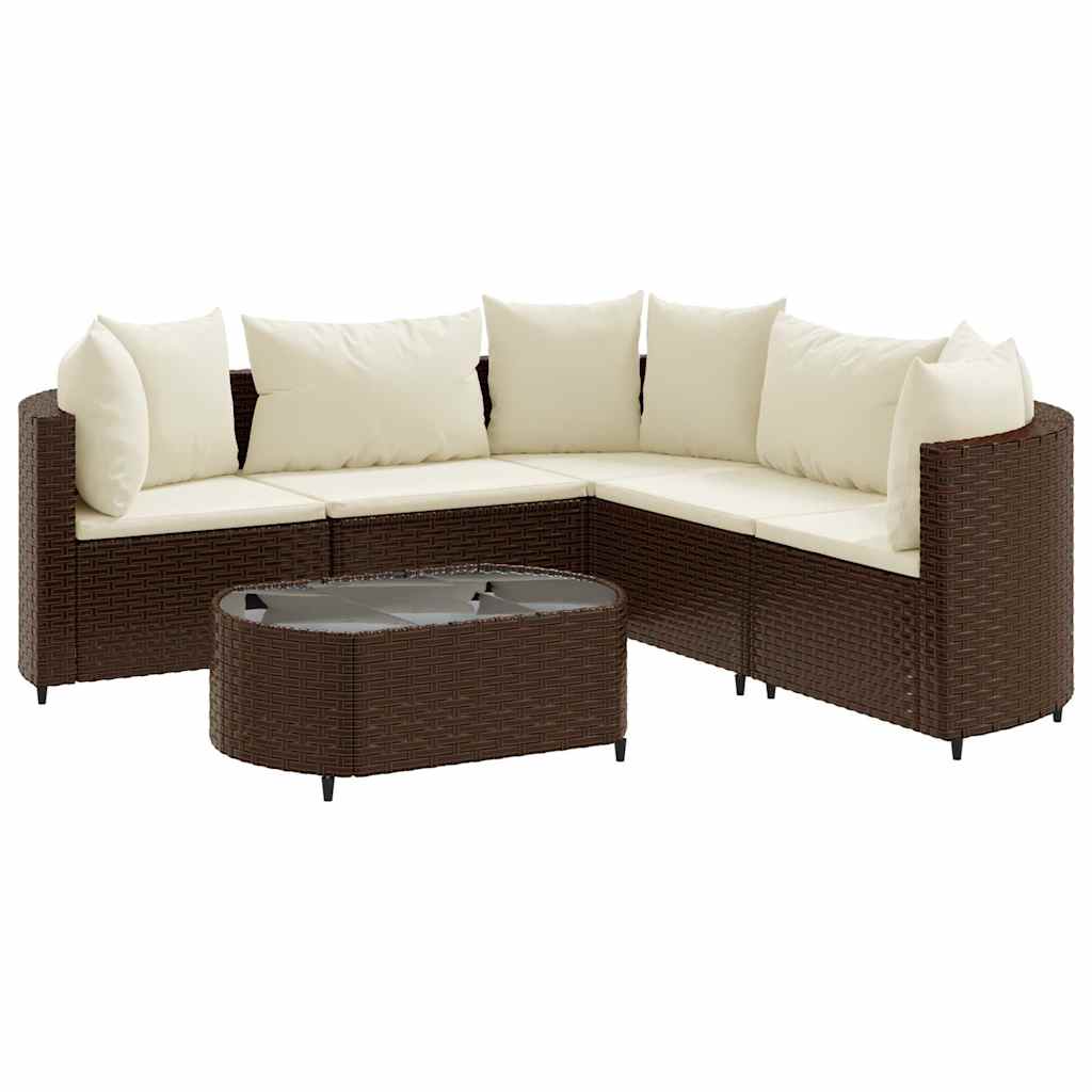 VidaXL 6 Piece Garden Sofa Set With Cushions Brown Poly Rattan