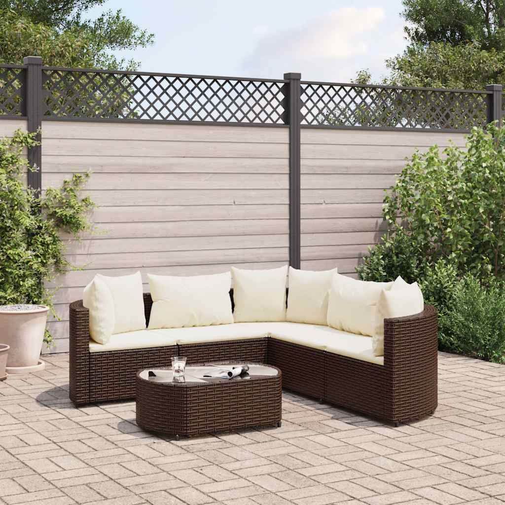 vidaXL 6-tlg. Garten-Sofagarnitur mit Kissen Braun Poly Rattan