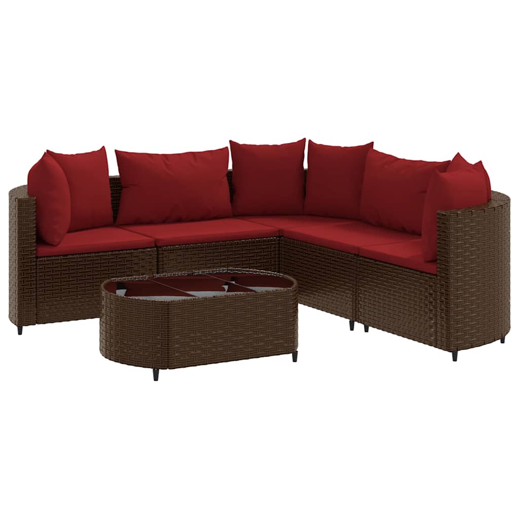 Thumbnail - vidaXL 6-tlg. Garten-Sofagarnitur mit Kissen Braun Poly Rattan