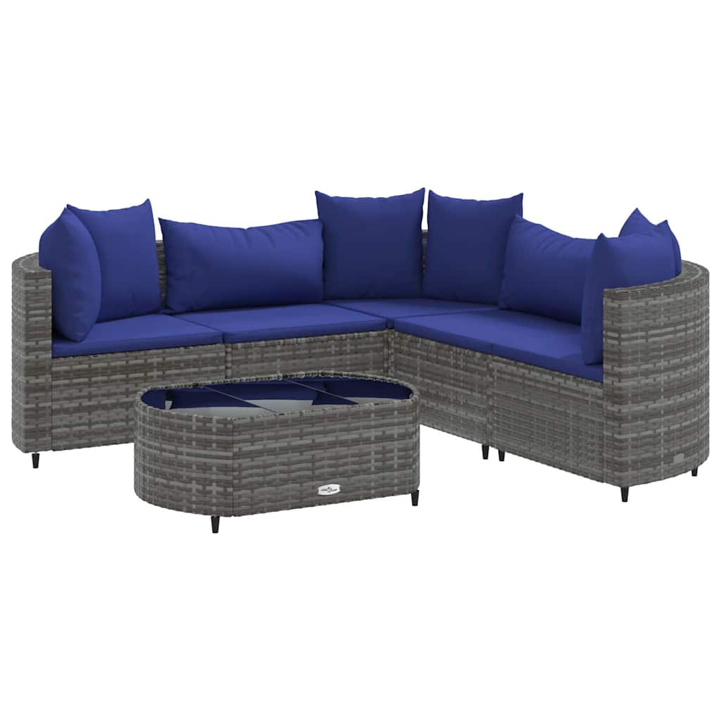 Thumbnail - vidaXL 6-tlg. Garten-Sofagarnitur mit Kissen Grau Poly Rattan
