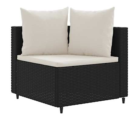 vidaXL 10-tlg. Garten-Sofagarnitur mit Kissen Schwarz Poly Rattan
