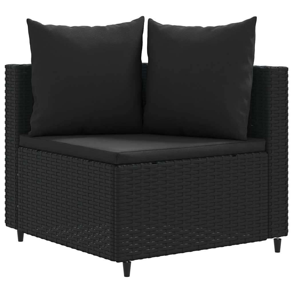 vidaXL 10-delige Loungeset met kussens poly rattan zwart afbeelding