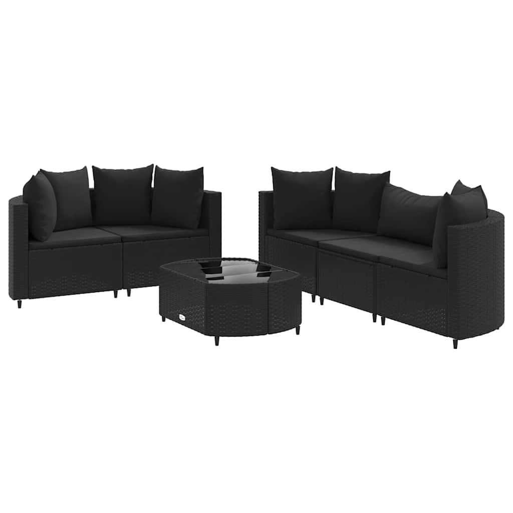 Thumbnail - vidaXL 6-tlg. Garten-Sofagarnitur mit Kissen Schwarz Poly Rattan